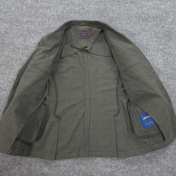 UNTUCKit Blazer Mens 38R Green Plaid Rothberg Stretch Cotton Sport Coat Jacket - Picture 6 of 16